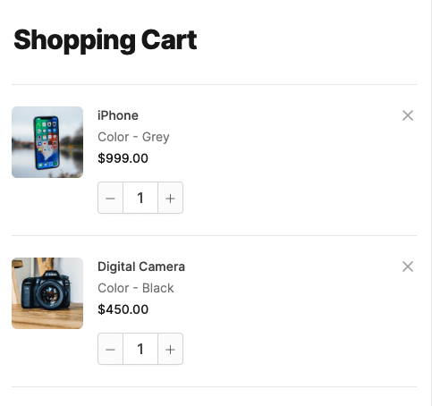 Store.link shopping cart