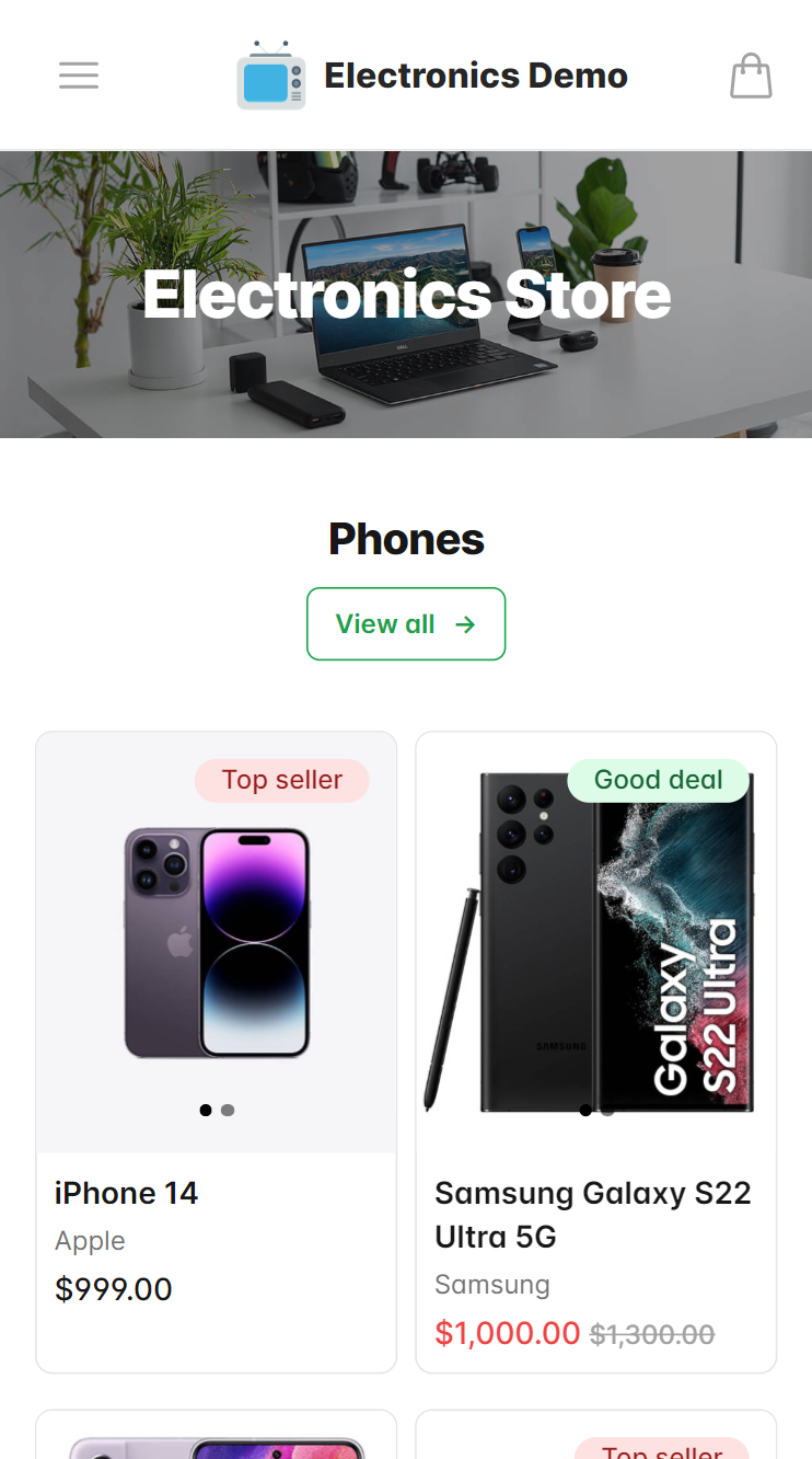 Online store from google sheets demo