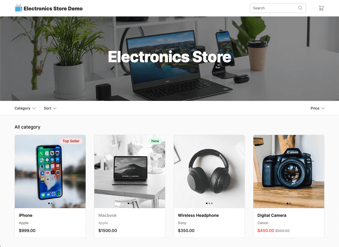 Online store from google sheets demo
